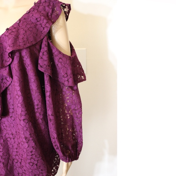 NWT "Plus" Eloquii Purple Open Shoulder Top - Picture 3 of 8